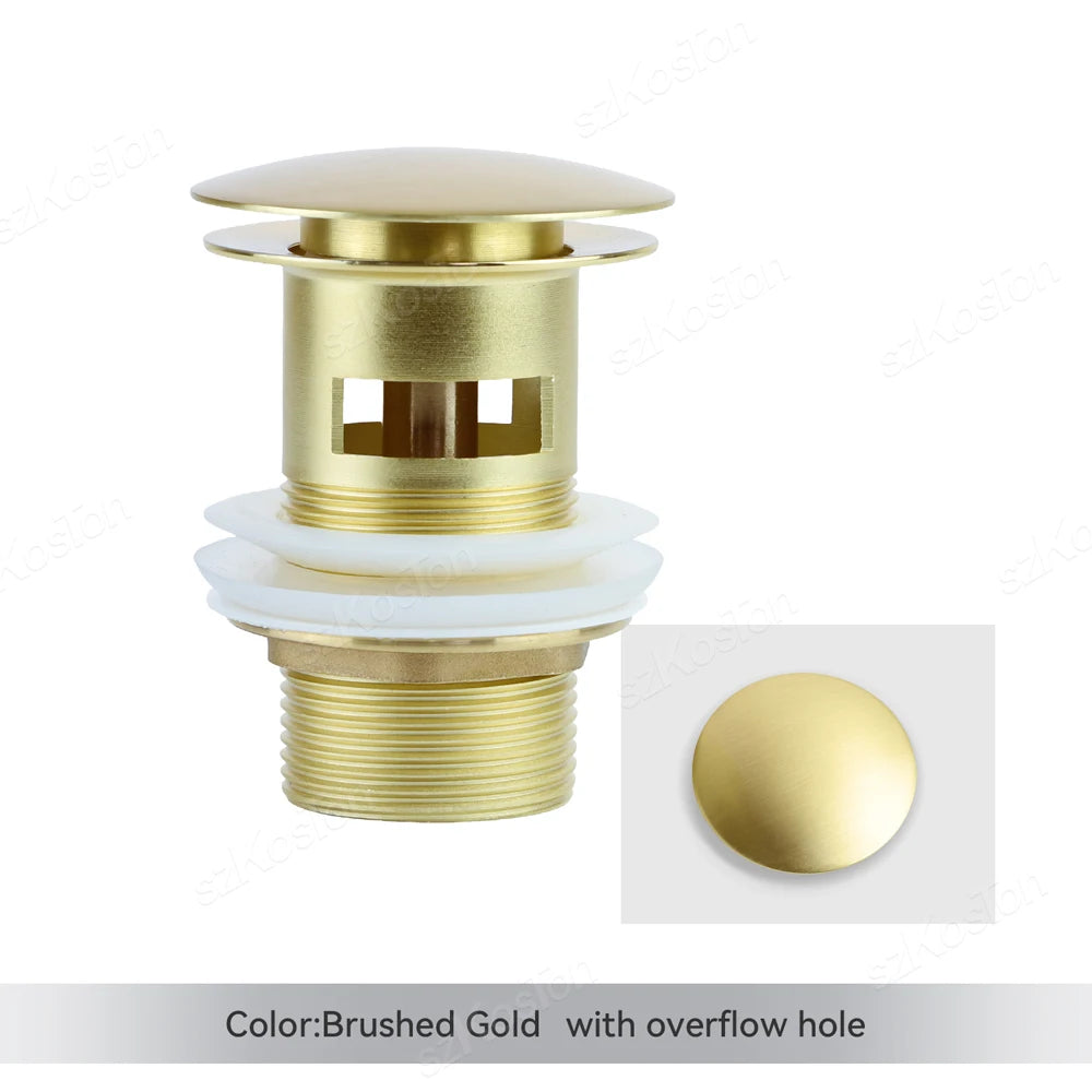 Pop‑Up Basin Drain Plug with Overflow Options – Buy 1, Get 1 Free-Brushed Gold-State of Style