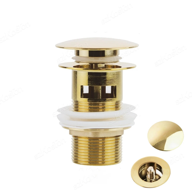 Pop‑Up Basin Drain Plug with Overflow Options – Buy 1, Get 1 Free-Brushed Gold-State of Style