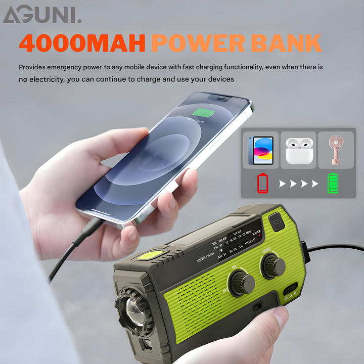 Portable Emergency Radio with Solar Power - PowerWave-Green-State of Style