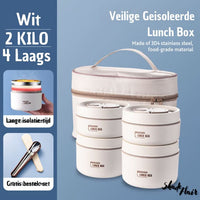 Portable Insulated Meal Container Set - LunchMate-2-Containers + Bag + FREE Cutlery Set-White-State of Style