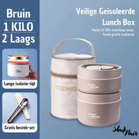 Portable Insulated Meal Container Set - LunchMate-2-Containers + Bag + FREE Cutlery Set-White-State of Style