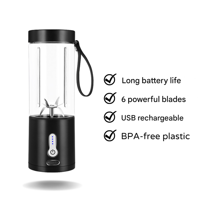 Portable Smoothie Maker with 6 Powerful Blades - BlendEase Pro-Black-State of Style