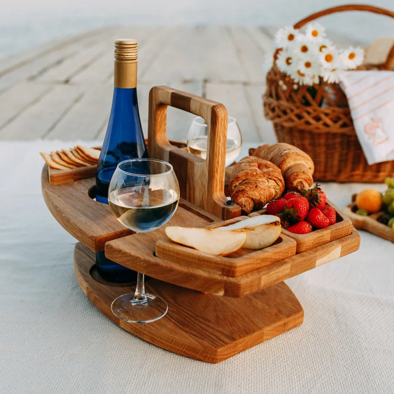 Portable Wooden Picnic Wine Table - WineNest-State of Style