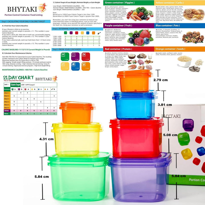 Portion Control Containers (14-Piece Set) - 21 Day Fix for Weight Loss-State of Style