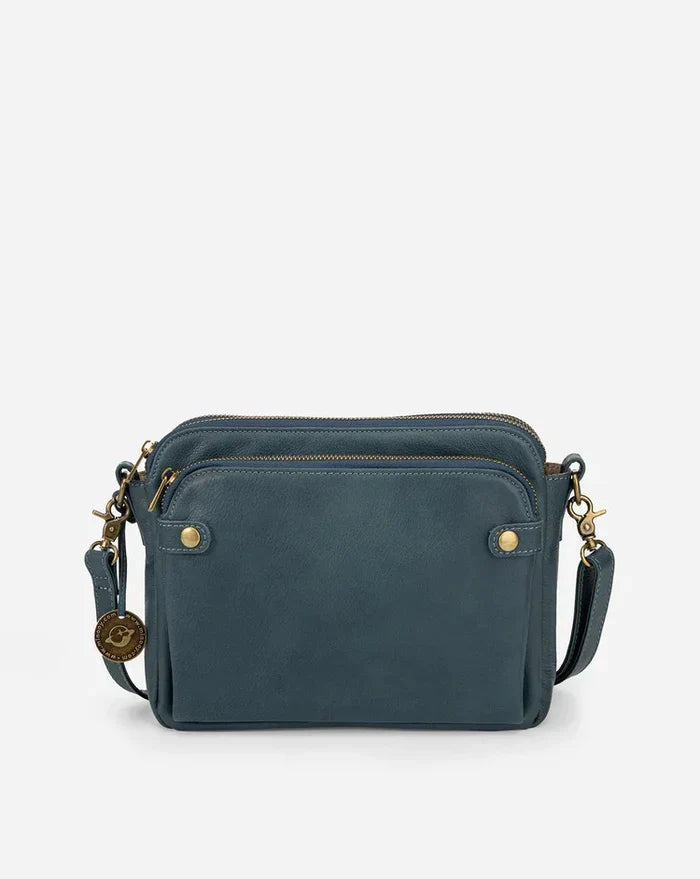 PremierSatchel Leather Crossbody Shoulder Bag-Blue-State of Style