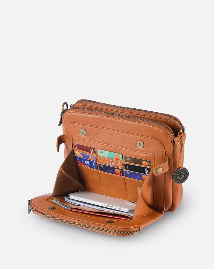 PremierSatchel Leather Crossbody Shoulder Bag-Brown-State of Style