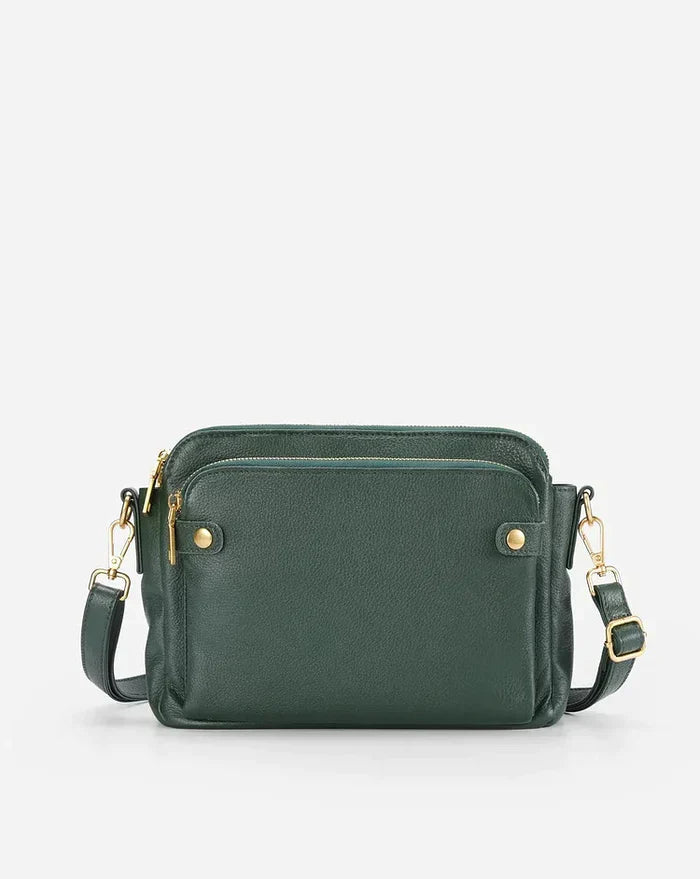PremierSatchel Leather Crossbody Shoulder Bag-Green-State of Style
