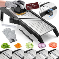 Premium food slicer with cut-resistant gloves-Adjustable Mandoline-State of Style