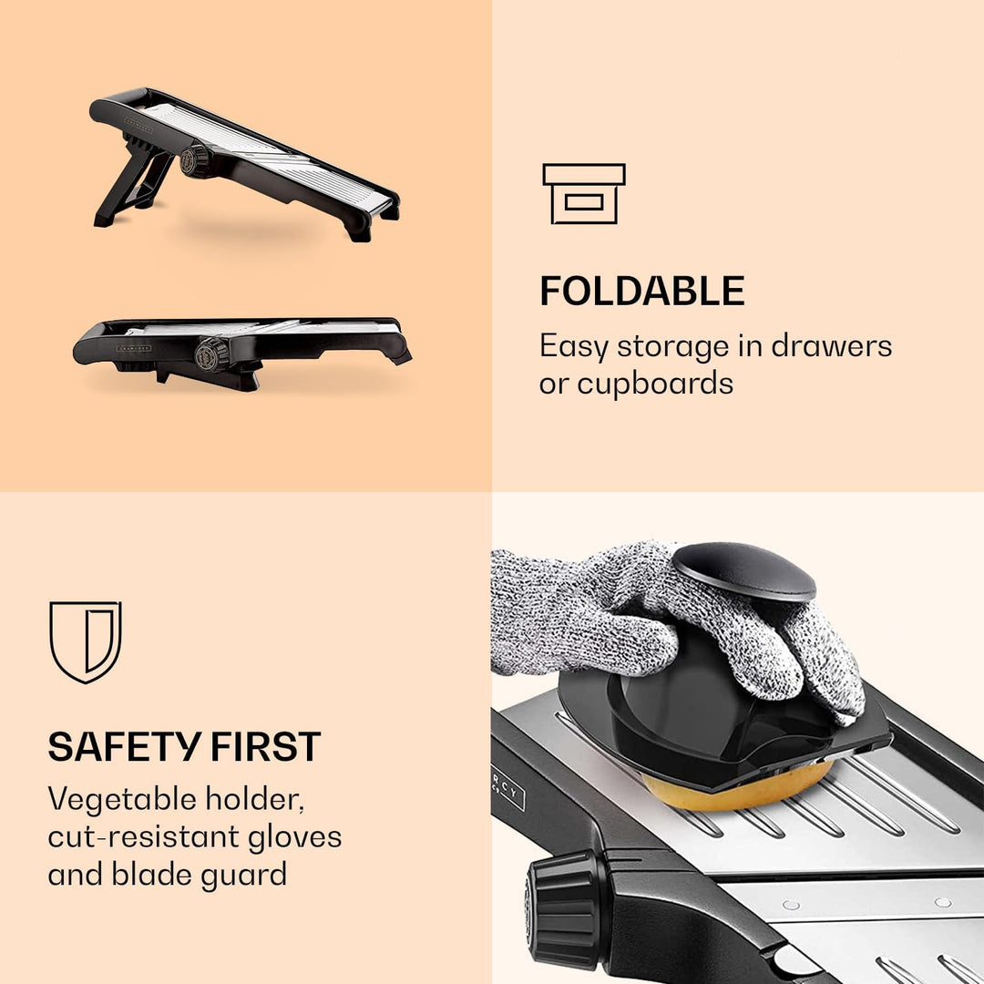 Premium food slicer with cut-resistant gloves-Adjustable Mandoline-State of Style