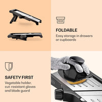Premium food slicer with cut-resistant gloves-Adjustable Mandoline-State of Style