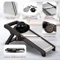 Premium food slicer with cut-resistant gloves-Adjustable Mandoline-State of Style