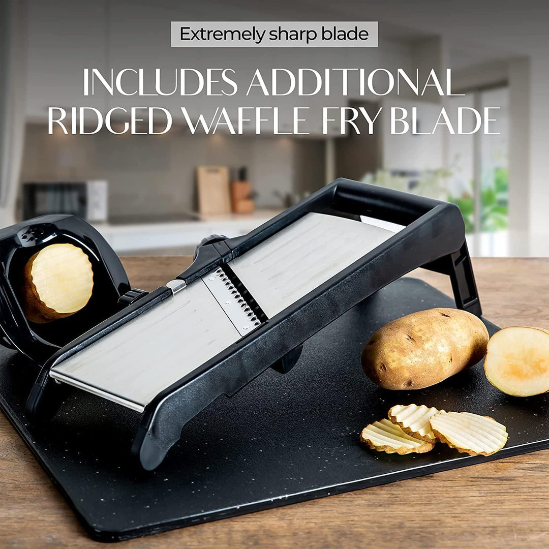 Premium food slicer with cut-resistant gloves-Adjustable Mandoline-State of Style