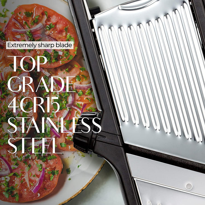 Premium food slicer with cut-resistant gloves-Adjustable Mandoline-State of Style