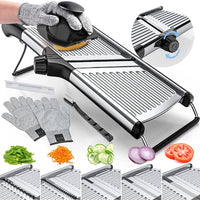 Premium food slicer with cut-resistant gloves-Adjustable Professional Mandoline-State of Style