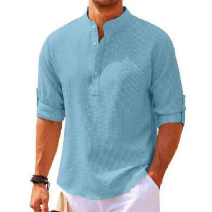 Premium Linen-Look Shirt for Men-Blue-S-State of Style
