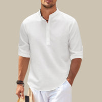 Premium Linen-Look Shirt for Men-White-S-State of Style