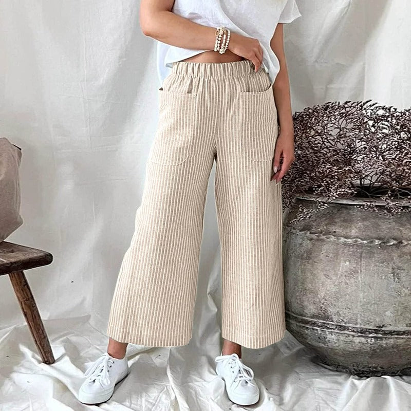 Premium Linen Pants for Women - Sophia-Beige-S-State of Style