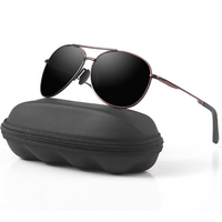 Premium Polarised Aviator Sunglasses - Joey-Brown frame - Black lens-State of Style