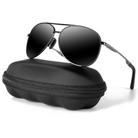Premium Polarised Aviator Sunglasses - Joey-Grey frame - Black lens-State of Style