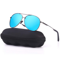Premium Polarised Aviator Sunglasses - Joey-Grey frame - Blue lens-State of Style