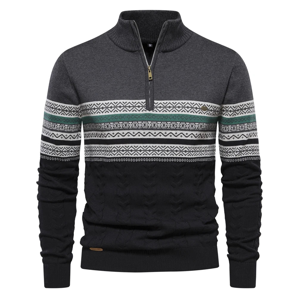 Premium Retro-Pattern Jumper - Leo-Dark Grey-S-State of Style