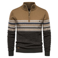 Premium Retro-Pattern Jumper - Leo-Khaki-S-State of Style