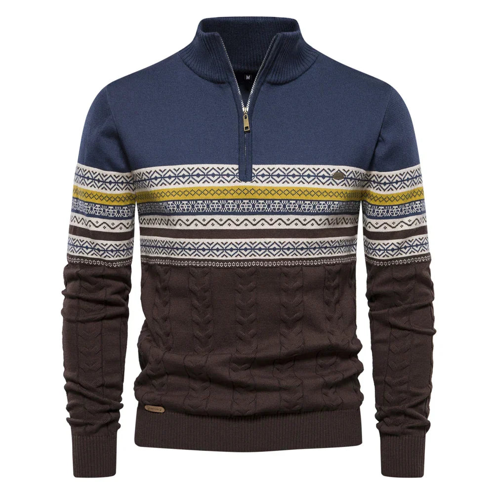 Premium Retro-Pattern Jumper - Leo-Light Blue-S-State of Style