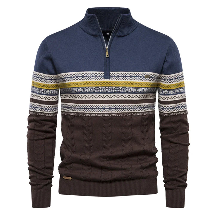 Premium Retro-Pattern Jumper - Leo-Light Blue-S-State of Style