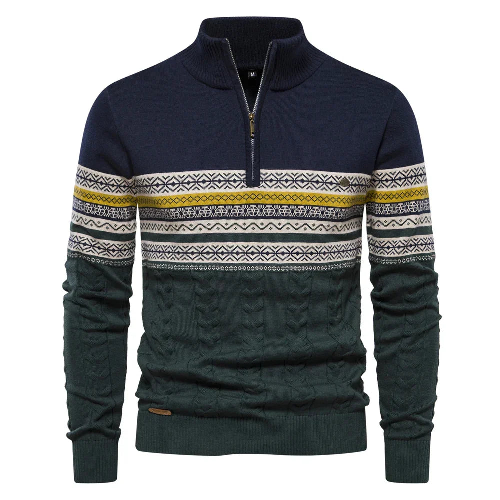 Premium Retro-Pattern Jumper - Leo-Navy Blue-S-State of Style