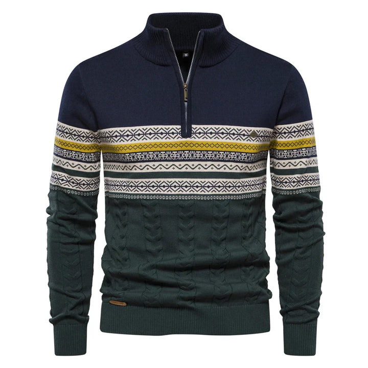 Premium Retro-Pattern Jumper - Leo-Navy Blue-S-State of Style