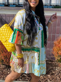 Printed A-Line Summer Dress in Plus Sizes-White-2XL-State of Style