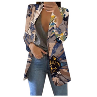 Printed Cropped Women's Blazer - Savannah-Dark Brown-S-State of Style