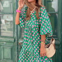Printed maxi dress with waist band – Aurelia-Red-S-State of Style