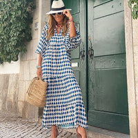 Printed maxi dress with waist band – Aurelia-Red-S-State of Style