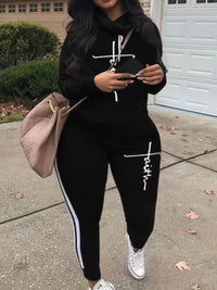 Printed Tracksuit Set in Plus Sizes-Black 2-L-State of Style