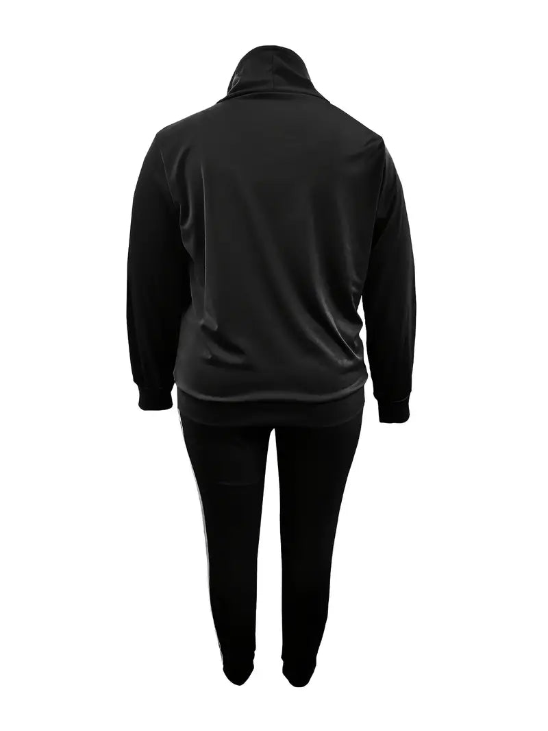 Printed Tracksuit Set in Plus Sizes-Blue-L-State of Style