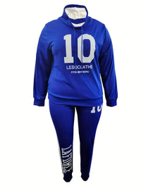 Printed Tracksuit Set in Plus Sizes-Blue-L-State of Style