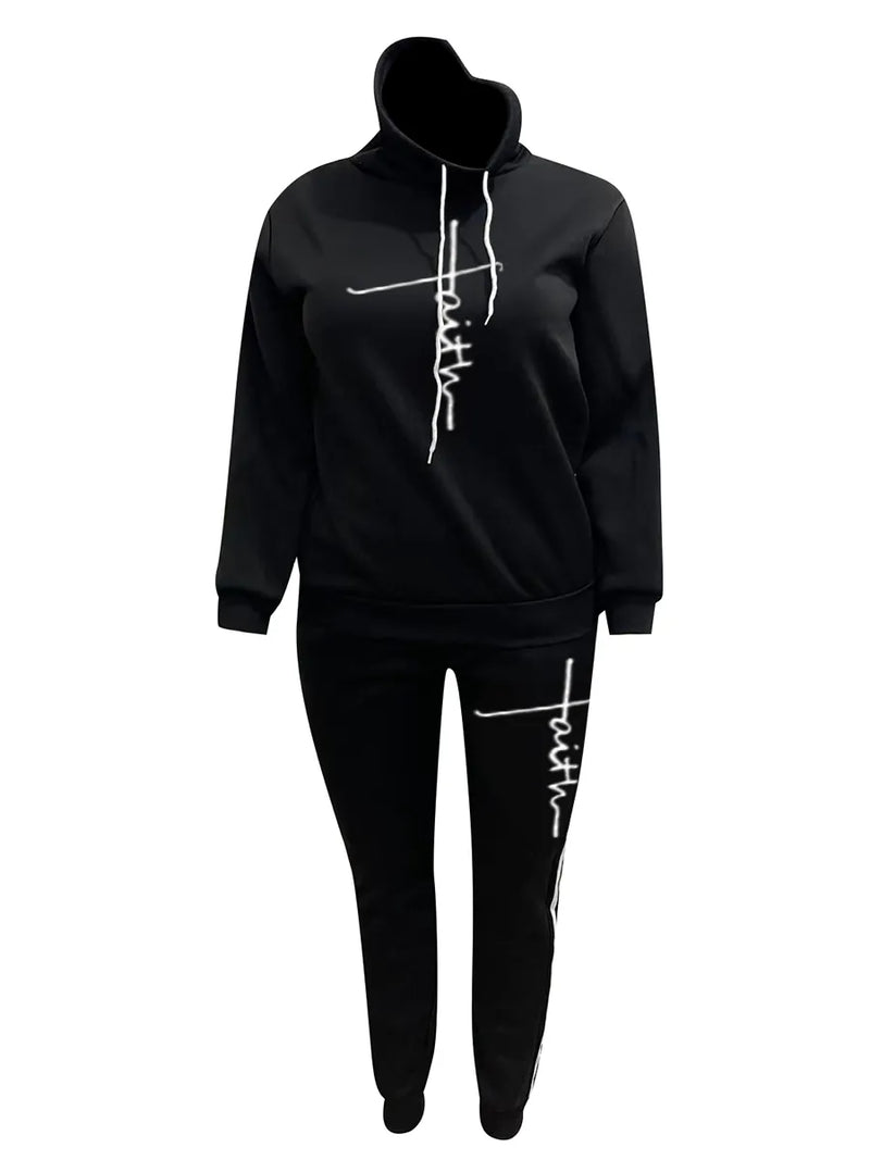 Printed Tracksuit Set in Plus Sizes-Blue-L-State of Style