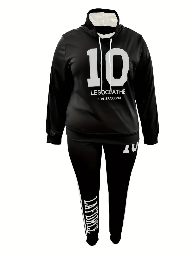 Printed Tracksuit Set in Plus Sizes-Blue-L-State of Style