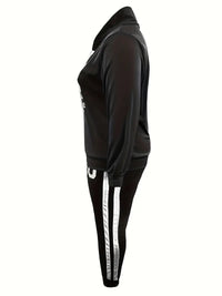 Printed Tracksuit Set in Plus Sizes-Blue-L-State of Style