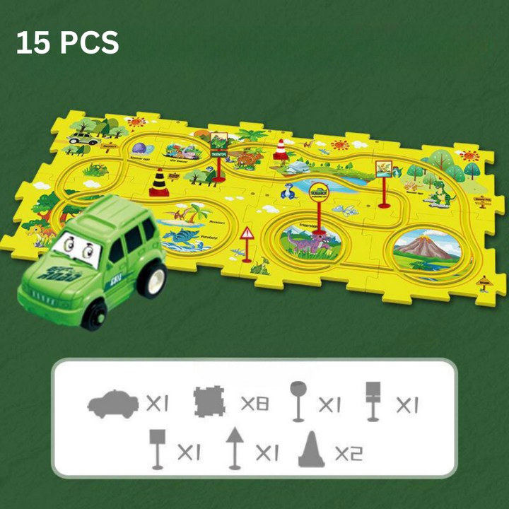 Problem-Solving Kids' Puzzle - RacePuzzle-15 Parts-Dinosaur-State of Style