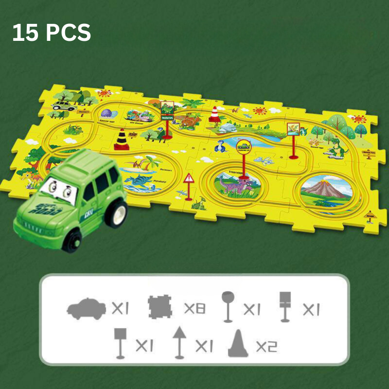 Problem-Solving Kids' Puzzle - RacePuzzle-15 Parts-Dinosaur-State of Style