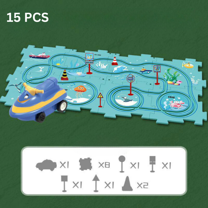 Problem-Solving Kids' Puzzle - RacePuzzle-15 Parts-Ocean-State of Style
