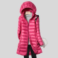 PUFFY WINTER JACKET WITH ZIP AND SIDE POCKETS-M-Dark Pink-State of Style
