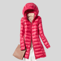 PUFFY WINTER JACKET WITH ZIP AND SIDE POCKETS-M-Red-State of Style