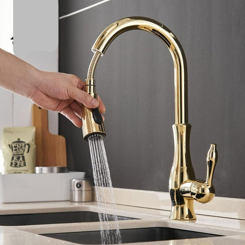 Pull-Out Kitchen Tap - FlexFlow-Brushed Steel-State of Style