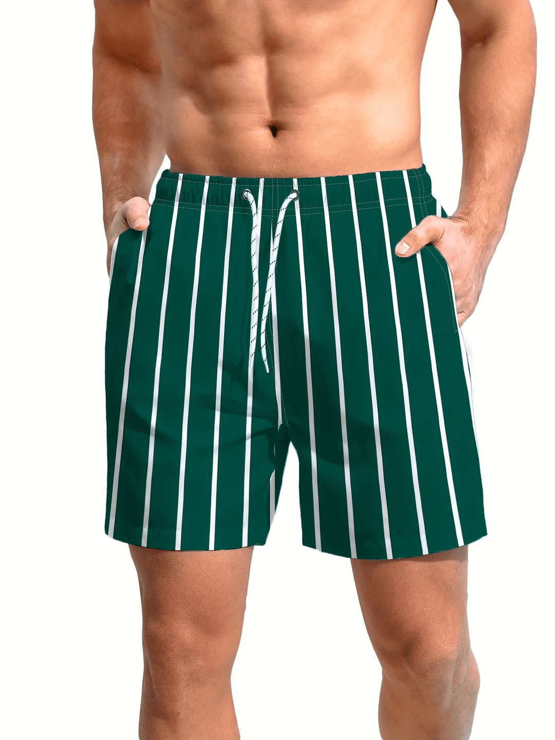 Quick-drying men's swim shorts with a comfortable fit – Luca-Dark green-S-State of Style