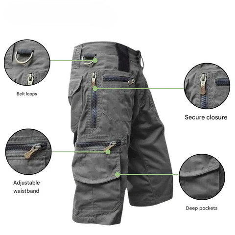 Quick-drying outdoor cargo shorts for men – TrailFlex-Gray-S-State of Style