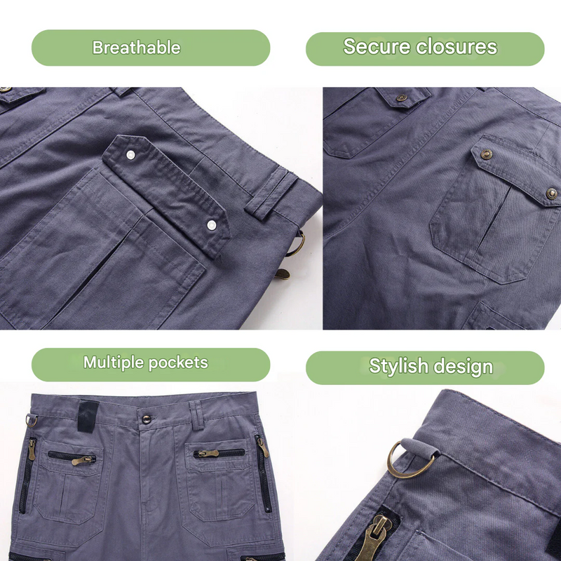Quick-drying outdoor cargo shorts for men – TrailFlex-Gray-S-State of Style