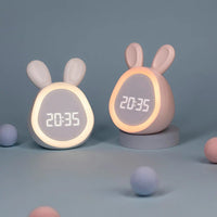 Rabbit-shaped children's alarm clock with LED night light - BunniGlow-Pink-State of Style